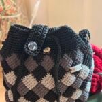 Handmade Crochet Argyle Bucket Hand Bag