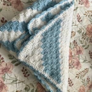 Crochet Baby Blanket – Blue & White