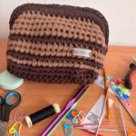 The Cocoa Stripe Crochet Clutch