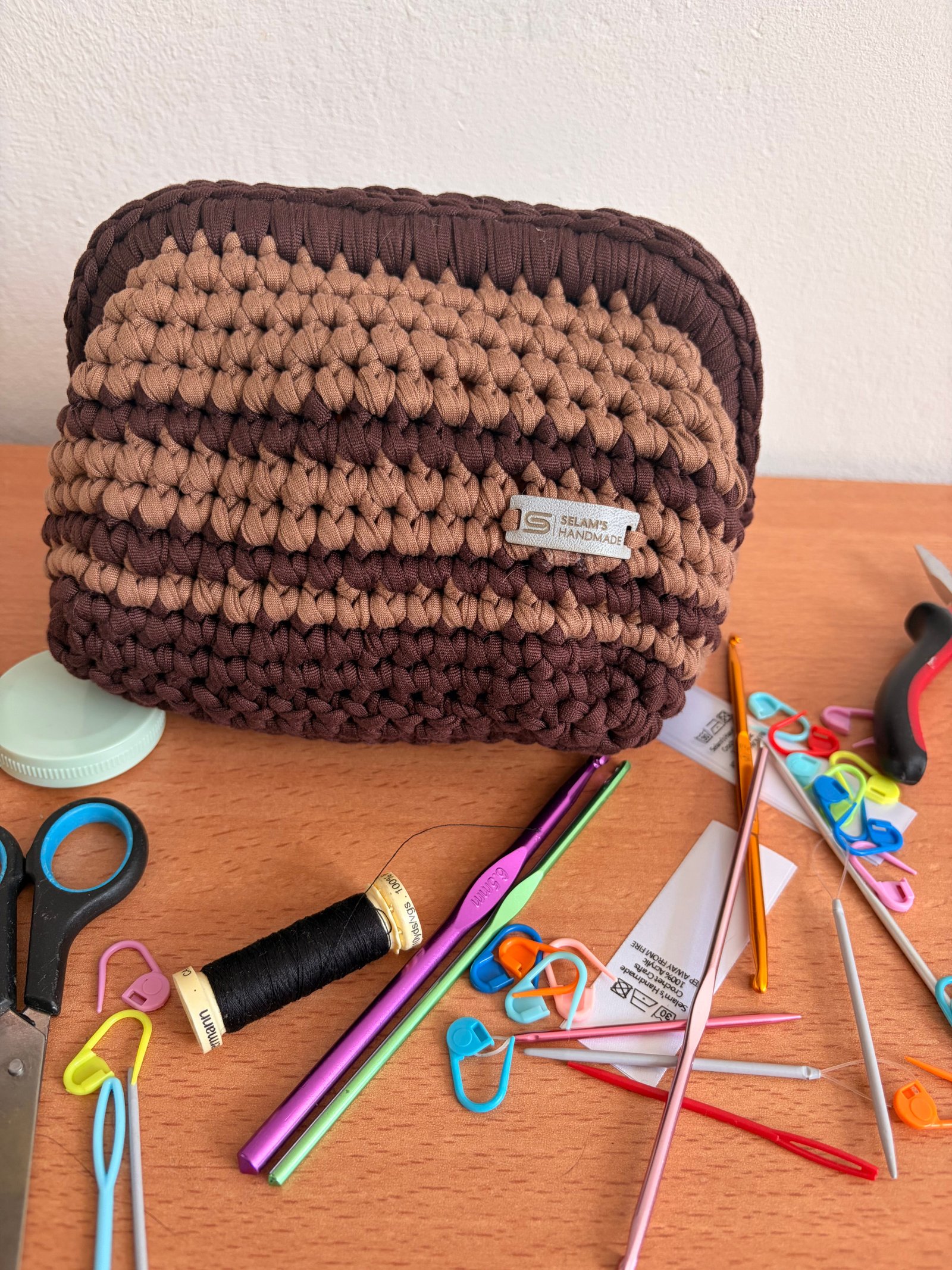 The Cocoa Stripe Crochet Clutch