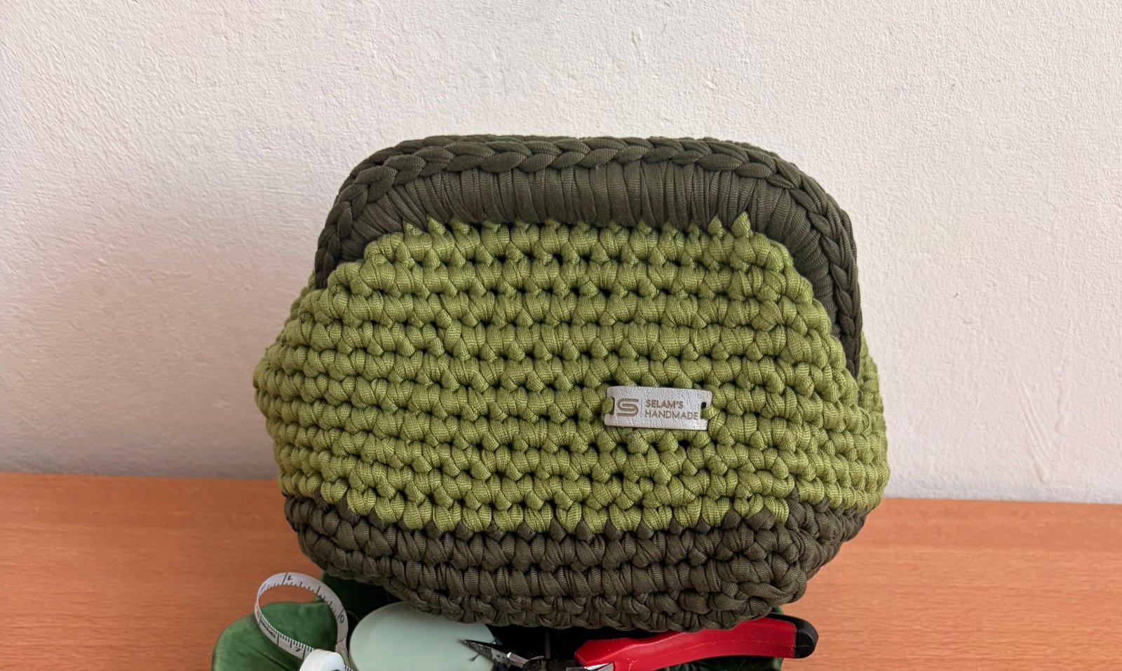 The Moss Stripe Crochet Clutch
