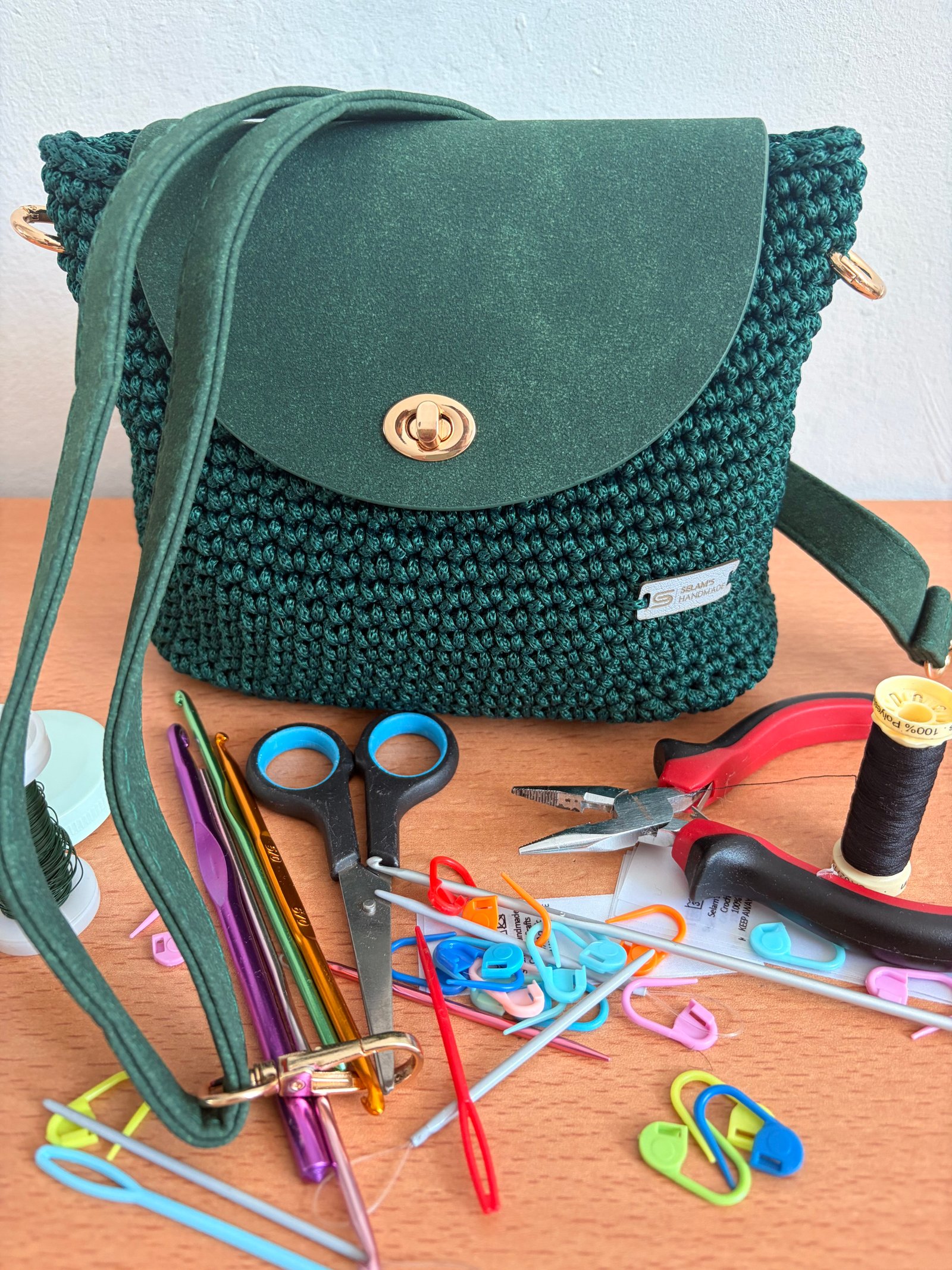 Emerald Green Crochet Crossbody/Shoulder Bag
