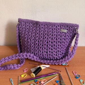 Lilac Purple Crochet Shoulder Bag