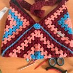 Retro Crochet Granny Square Tote Bag