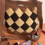 Geometric Diamond Crochet Purse – Durable Polyester with 100% Cotton Lining