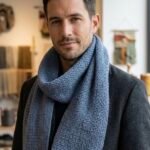 Classic Denim Colour Crochet Scarf | Unisex Smart-Casual Neckwear