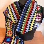 Handmade Retro Granny Square Crochet Scarf