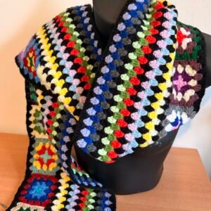 Handmade Retro Granny Square Crochet Scarf