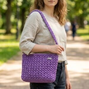 Lilac Purple Crochet Shoulder Bag