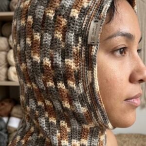 Handcrafted Earth-Tone Ribbed Wool Balaclava