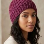 Hand Crocheted deep plum Velvet-Touch Wool Beanie