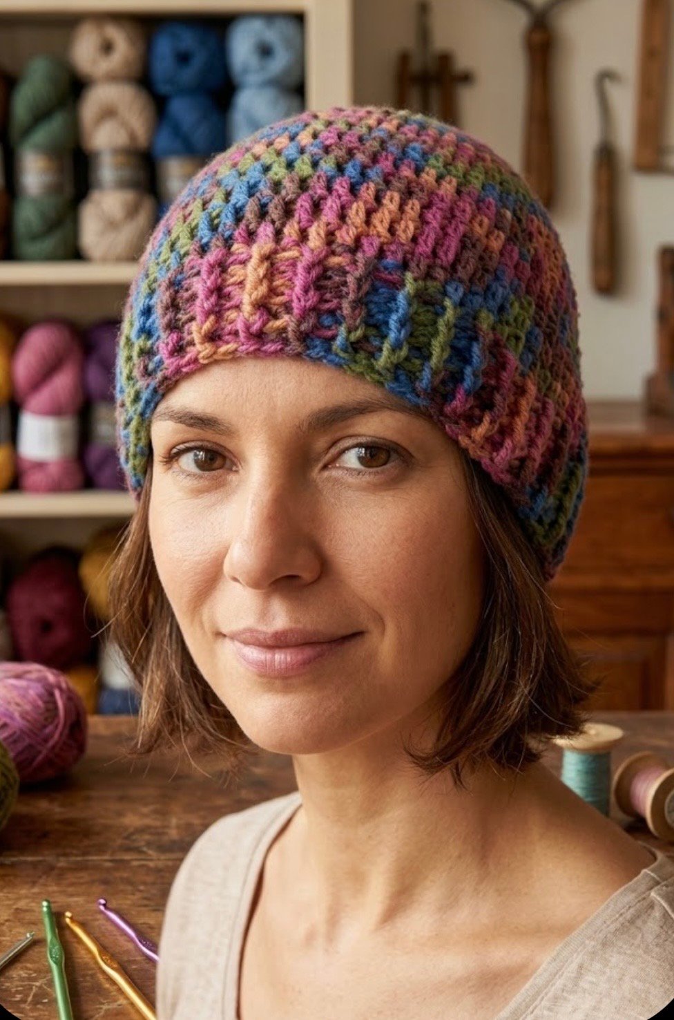 Handcrafted Multi-Tonal Wool & Cashmere Beanie