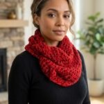 Hand-Crocheted Wool & Skincare Velvet Keyhole Scarf