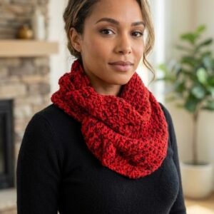 Hand-Crocheted Wool & Skincare Velvet Keyhole Scarf